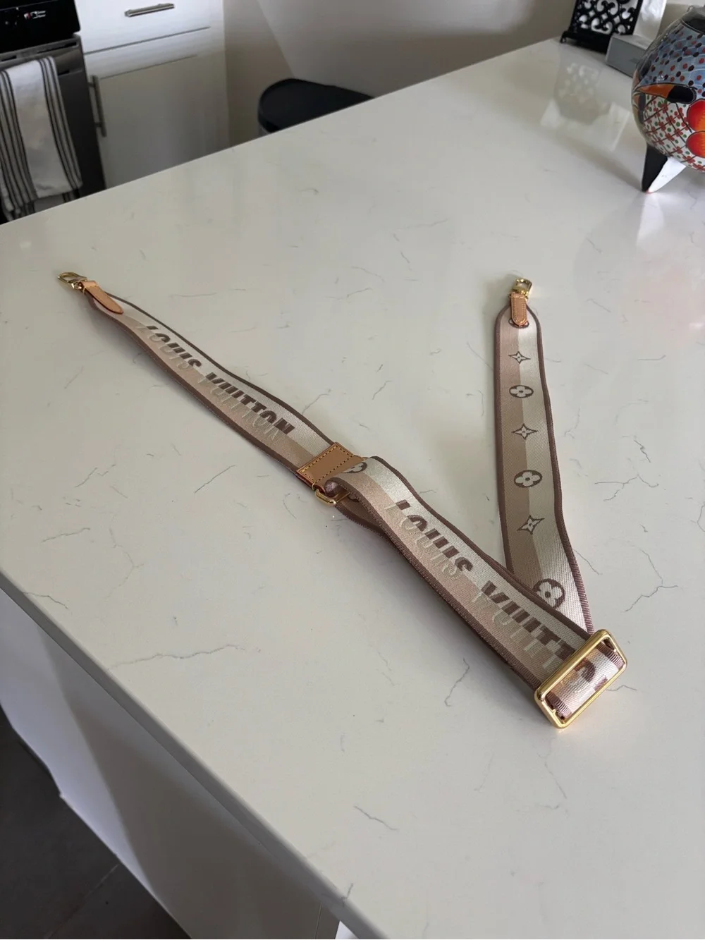 Louis Vuitton Beige Jacquard Logo Bandoulière